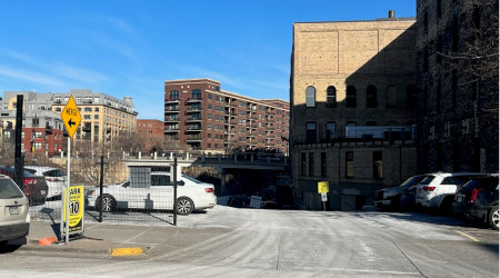 photo of building and Colonial Warehouse parking lot
